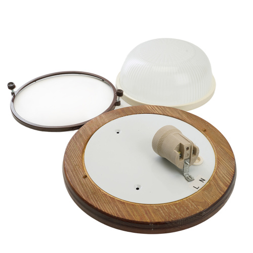 Светильник накладной IP54, 220V 60Вт Е27, дерево,орех, круг НБО 03-60-021 фото 4