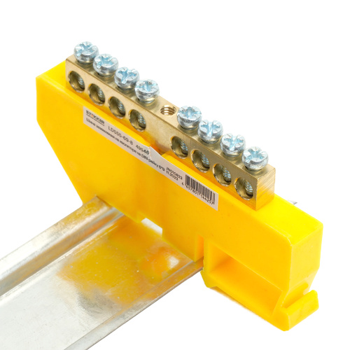 Шина"PE" на изоляторе STEKKER 6*9 на DIN-рейку 8 выводов, желтый, LD555-69-8 фото 4