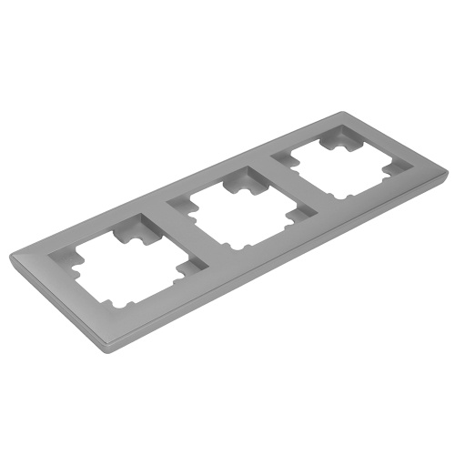 Рамка STEKKER, PFR00-7003-03 3-местная, пластик, серия Катрин, серебро фото 4