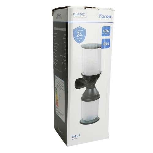 Светильник садово-парковый Feron DH1402, на стену, 2*E27 220-240V, черный фото 10