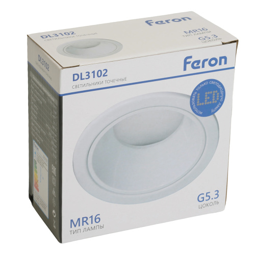 Светильник встраиваемый Feron DL3102 потолочный MR16 G5.3 белый фото 11