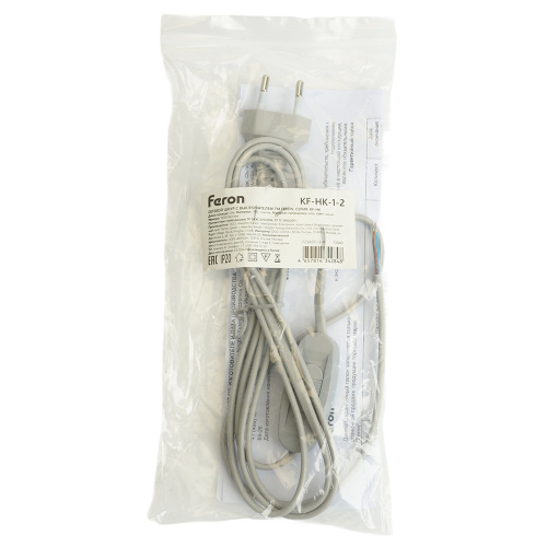 Сетевой шнур с выключателем, 230V 1,9м серый, KF-HK-1-2 фото 2