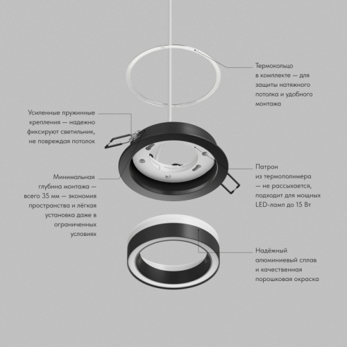 Встраиваемый светильник Denkirs GLOW | ГЛОУ DK-DH2010-BK фото 3 Встраиваемый светильник Denkirs GLOW | ГЛОУ DK-DH2010-BK фото 3