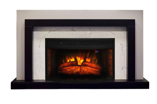 Каминокомплект ПАЛЕРМО Серый камень/Уни Неро/оникс с очагом Электроочаг FIRESPACE/ФАЕРСПЕЙС 33W