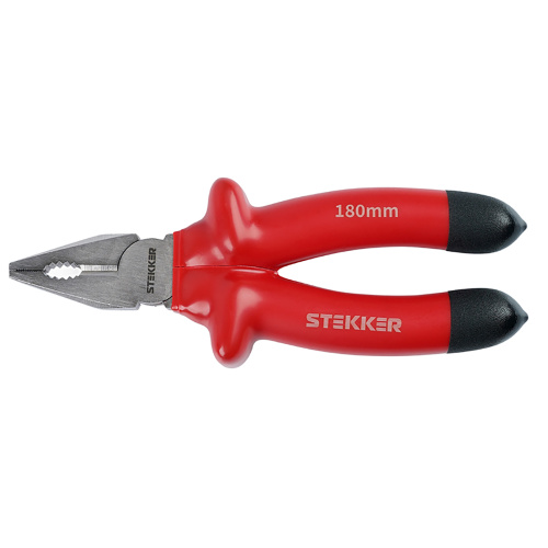 Плоскогубцы комбинированные диэлектрические STEKKER,  180мм, PLE1-180-S