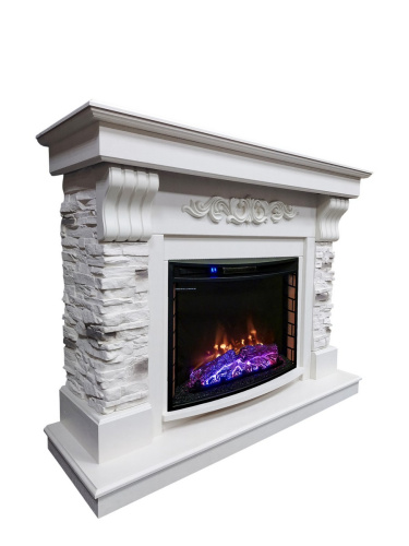 Каминокомплект MARSEILLES/ПАРИЖ Слоновая кость с очагом Электроочаг QUEEN/КУИН 25.5 фото 2