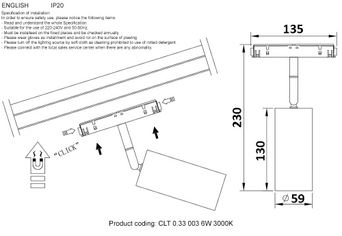 Светильник трековый магнитный Crystal Lux CLT 0.33 003 12W BL 3000K фото 8