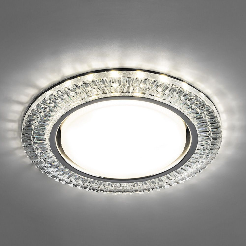 Светильник встраиваемый с белой LED подсветкой Feron CD4033 потолочный GX53 без лампы, прозрачный, хром фото 2 Светильник встраиваемый с белой LED подсветкой Feron CD4033 потолочный GX53 без лампы, прозрачный, хром фото 2