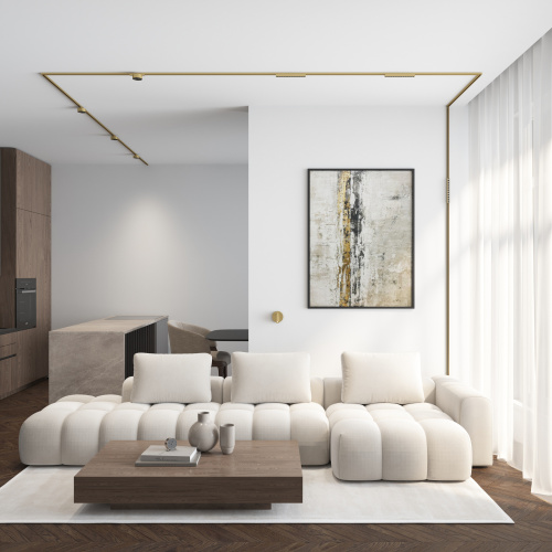 DK5772-SB Светильник для трека SHINE GRILL со светодиодом, D74*H28, 48V DC, 6W, RA?90, 3000K, IP20, сатинированная латунь, алюминий фото 4