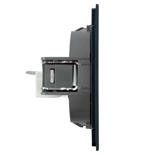 Розетка компьютерная 1-местная RJ-45 (механизм), STEKKER, серия Мия, RST00-3117-05, черный бархат фото 4