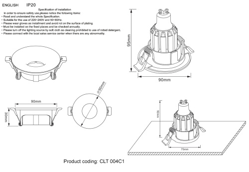 Светильник встраиваемый Crystal Lux CLT 004C1 CH фото 3