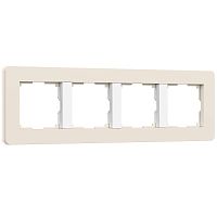 Рамка из поликарбоната на 4 поста Split айвори/белый, soft-touch W0043066