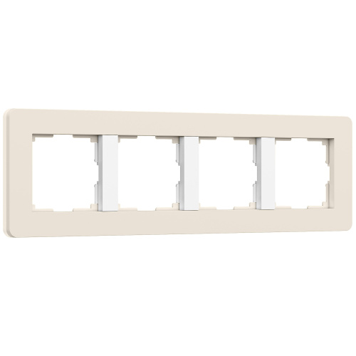Рамка из поликарбоната на 4 поста Split айвори/белый, soft-touch W0043066 Рамка из поликарбоната на 4 поста Split айвори/белый, soft-touch W0043066