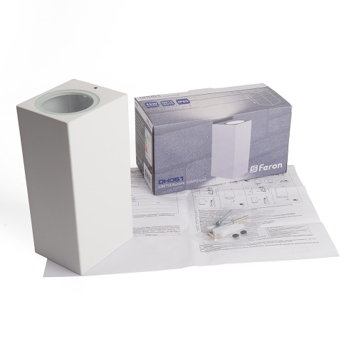 Светильник садово-парковый Feron DH051,на стену, 2*GU10 230V, белый фото 2