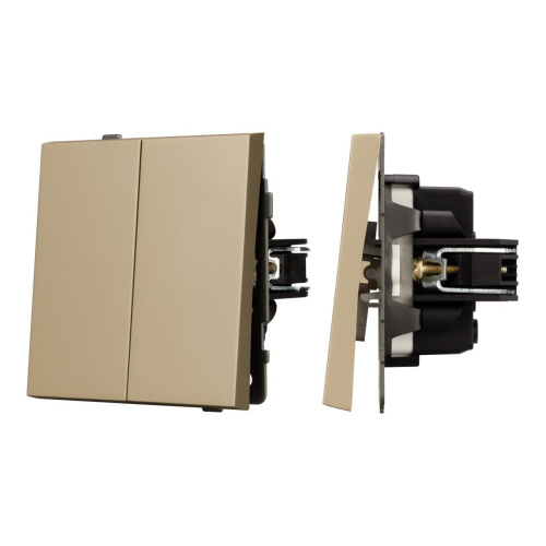 Механизм выключателя двухклавишный непроходной SWT-TENDO-MK02-SFPL-GD (230V, 10A) Arlight 054545