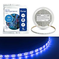 Светодиодная LED лента Feron LS604, 60SMD(2835)/m 4.8W/m 12V IP65 5m синий