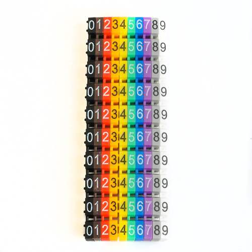 Маркер кабельный наборный "0-9" STEKKER 4 мм2 CBMR-MKN4 (100шт/упак - 10 отрез. по 10 шт.) фото 2