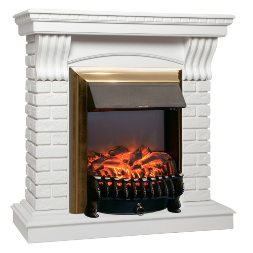 Электрокамин RealFlame Jazz WT белый с очагом Fobos Lux Brass фото 2 Электрокамин RealFlame Jazz WT белый с очагом Fobos Lux Brass фото 2