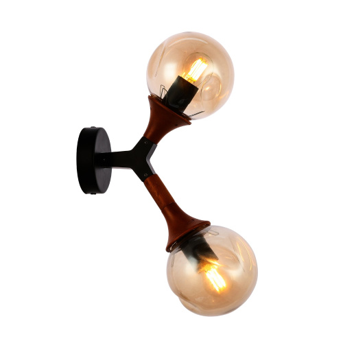 SLE109401-01 Светильник настенный Черный, Темное дерево/Прозрачный, Янтарный E27 2*60W RAQUEL фото 10