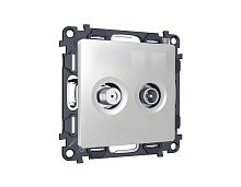 Комплект механизма розетки TV оконечной + SAT 5-862MHz 3.5dB/950-2150MHz 3.5dB Ambrella Volt ALFA Серебро глянец QUANT (AP4133, VM217) MA413310