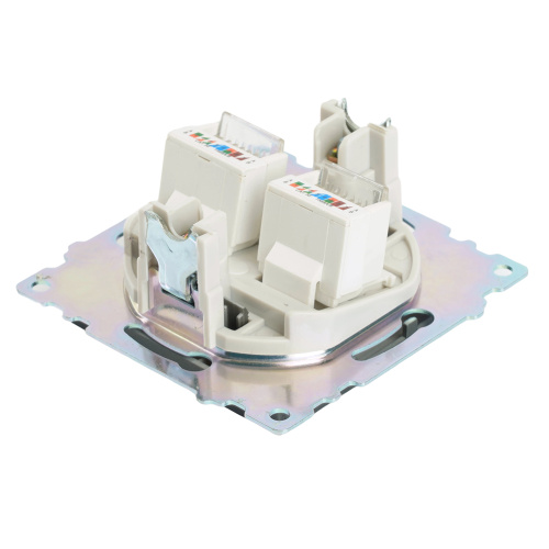 Розетка компьютерная 2-местная RJ-45 (механизм) STEKKER GLS00-7109-06 , серия Катрин, графит фото 5