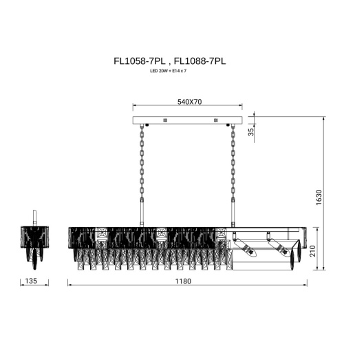 Люстра подвесная Delight Gold FL1058-7PL фото 2 Люстра подвесная Delight Gold FL1058-7PL фото 2