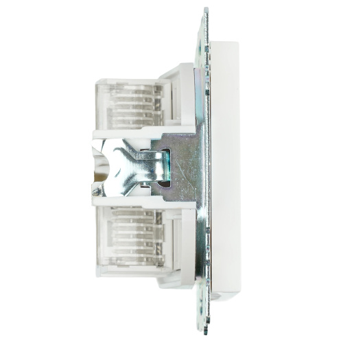 Розетка компьютерная 2-местная RJ-45 (механизм) STEKKER GLS00-7109-01 , серия Катрин, белый фото 5