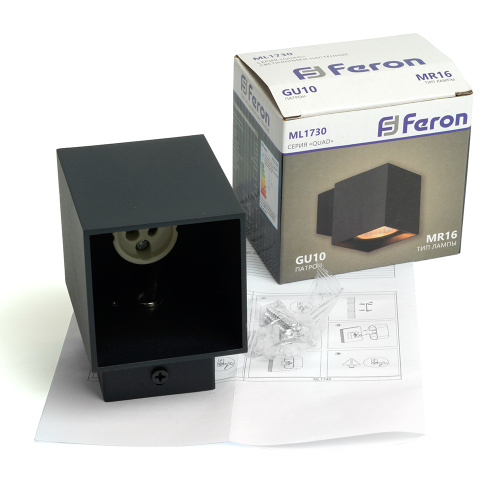 Светильник  настенный Feron ML1730 QUAD   MR16 35W, 230V, GU10,  чёрный IP20 фото 2