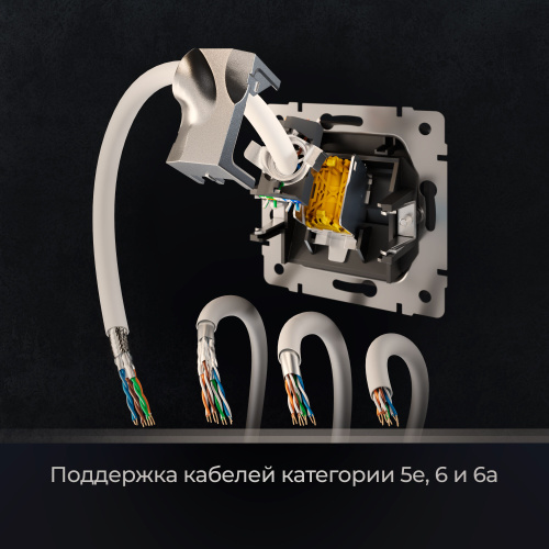 Розетка Ethernet RJ-45 cat. 6A экранированная (черный матовый) W5120108 фото 2