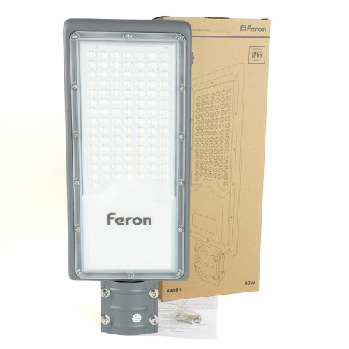 Светодиодный уличный консольный светильник Feron SP3034 80W 6400K 230V, серый фото 13