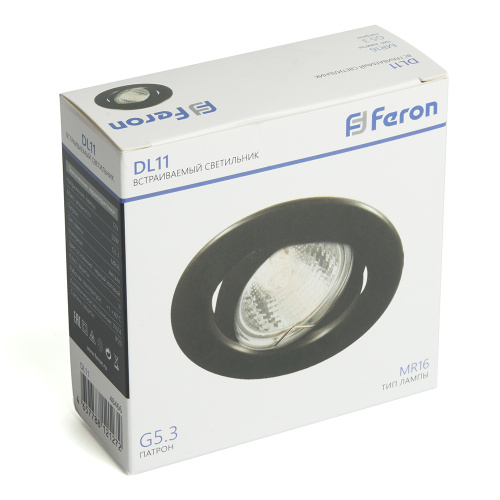 Светильник потолочный встраиваемый Feron DL11 MR16 50W G5.3 чёрный матовый фото 6