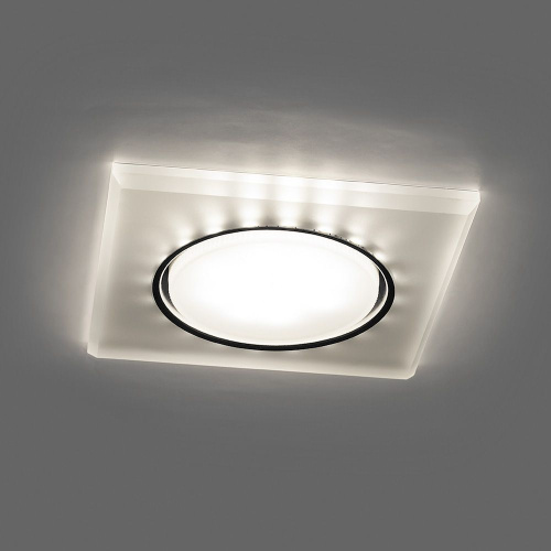 Светильник встраиваемый с белой LED подсветкой Feron CD5022 потолочный GX53 без лампы, белый матовый фото 3