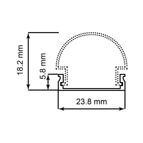 Профиль алюминиевый круглый широкий, серебро, CAB283 фото 2