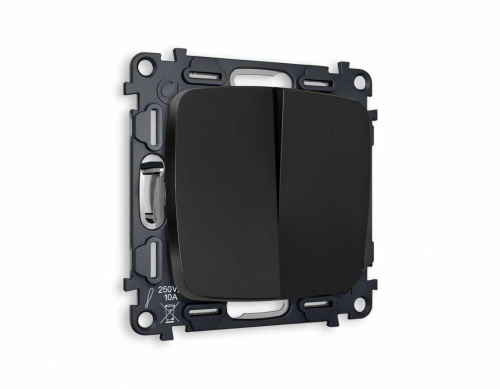 Комплект механизма 2-кл проходного выключателя AMBRELLA VOLT OMEGA Черный матовый QUANT (OP8030, VM120) MO803020