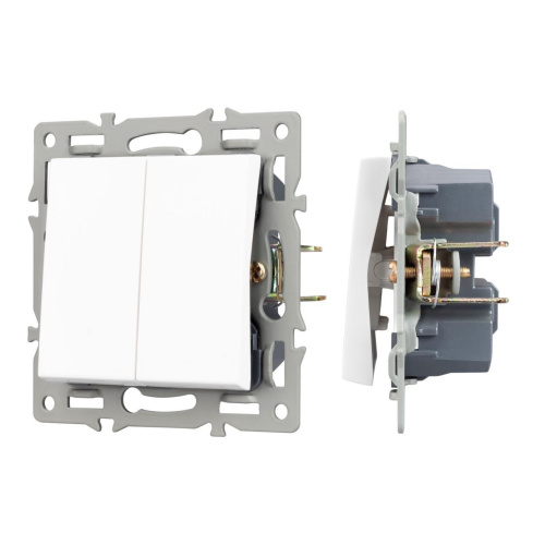 Механизм выключателя двухклавишный проходной SWT-MKP2-PL-WH (250V, 16A) Arlight 043727 Механизм выключателя двухклавишный проходной SWT-MKP2-PL-WH (250V, 16A) Arlight 043727