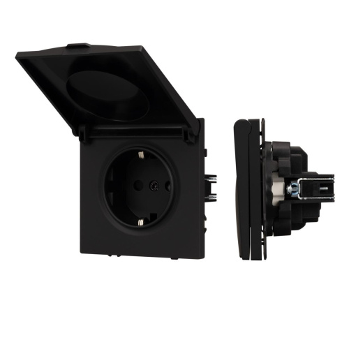 Механизм розетки влагозащищённый SCT-NOBE-MCP-SFPL-BK (230V, 16A) Arlight 054281 Механизм розетки влагозащищённый SCT-NOBE-MCP-SFPL-BK (230V, 16A) Arlight 054281