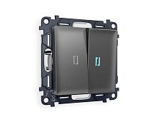 Комплект механизма 2-кл выключателя AMBRELLA VOLT с подсветкой 10000K ALFA Антрацит серый QUANT (AP6540, VM115, G17B) MA654020