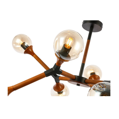 SLE109402-08 Светильник потолочный Черный, Темное дерево/Прозрачный, Янтарный E27 8*60W RAQUEL фото 2