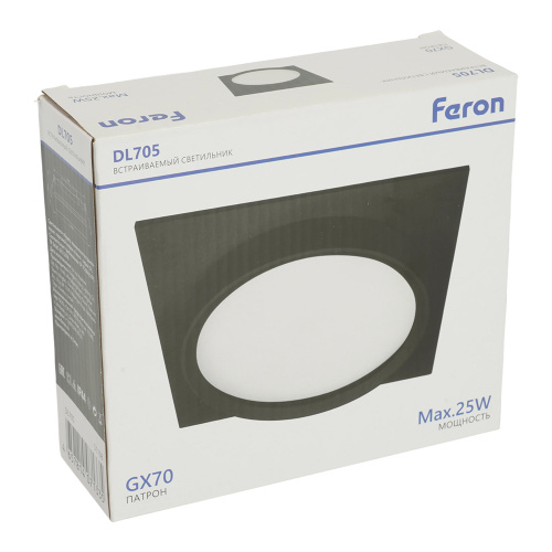 Светильник встраиваемый Feron DL705 потолочный GX70 черный квадрат IP44 фото 2