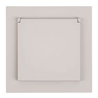 Розетка 1-местная с крышкой с защ. штор, STEKKER, с/з, 250В, 16А, серия Мия, RST16-3112-08, пудровый жемчуг