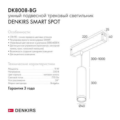 Светильник на шине Denkirs SMART SPOT | СМАРТ СПОТ DK8008-BG фото 6 Светильник на шине Denkirs SMART SPOT | СМАРТ СПОТ DK8008-BG фото 6