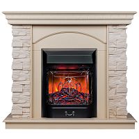 Каминокомплект ELFORD/РАЛЬФ Бежевый дуб с очагом Электроочаг MAJESTIC LUX RC/МАДЖЕСТИК С ПУЛЬТОМ