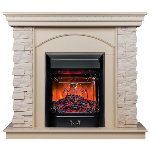 Каминокомплект ELFORD/РАЛЬФ Бежевый дуб с очагом Электроочаг MAJESTIC LUX RC/МАДЖЕСТИК С ПУЛЬТОМ