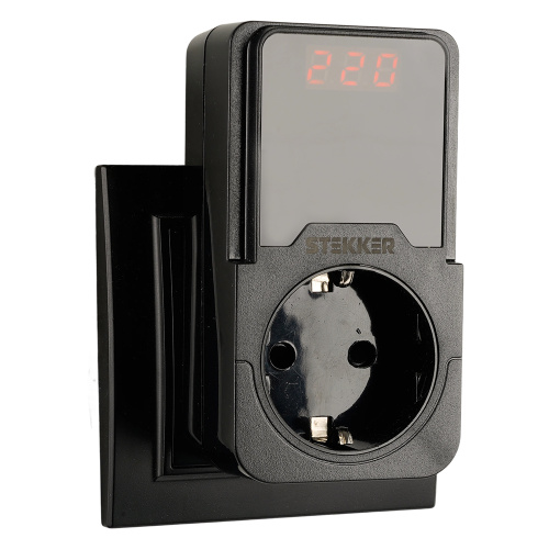 Реле напряжения для розетки регулируемое  STEKKER  VPR-200B, 230В,16A,черный фото 7