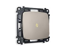 Комплект механизма 1-кл проходного выключателя AMBRELLA VOLT с подсветкой 3200K OMEGA Серо-бежевый матовый QUANT (OP3620, VM105, G22Y) MO362030