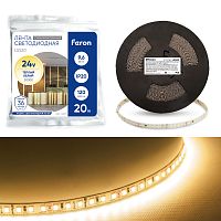 Светодиодная лента Feron LS520 стабилизированная, 120SMD(2835)/м 11Вт/м 24V 20000*10*1.22мм 3000К IP20