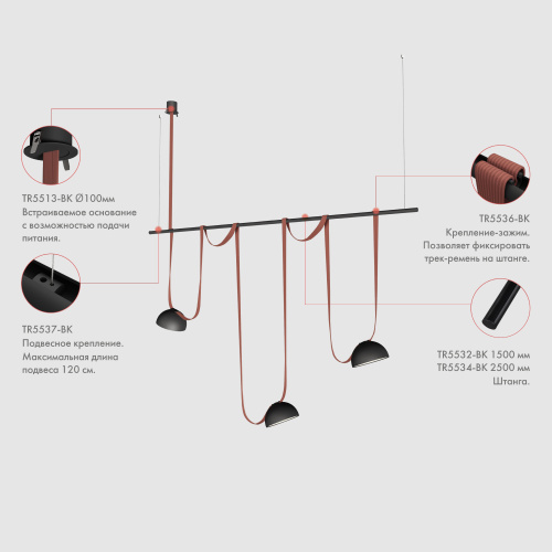 TR5536-BK Крепление-зажим для трека-ремня Belty на штанге Rod, IP20, черный, пластик фото 5 TR5536-BK Крепление-зажим для трека-ремня Belty на штанге Rod, IP20, черный, пластик фото 5