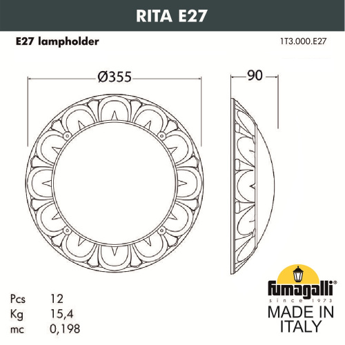 Уличное бра FUMAGALLI RITA 1T3.000.000.AYE27 фото 2