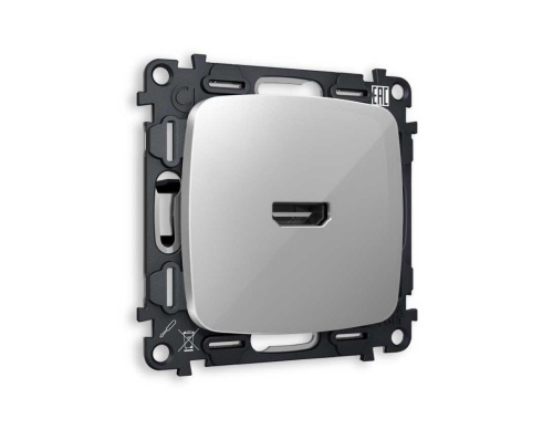 Комплект механизма розетки HDMI 2.0 AMBRELLA VOLT OMEGA Серебро глянец 40V/500mA 2.0GHz 5-18Gbit/s QUANT (OP4140, VM222) MO414010