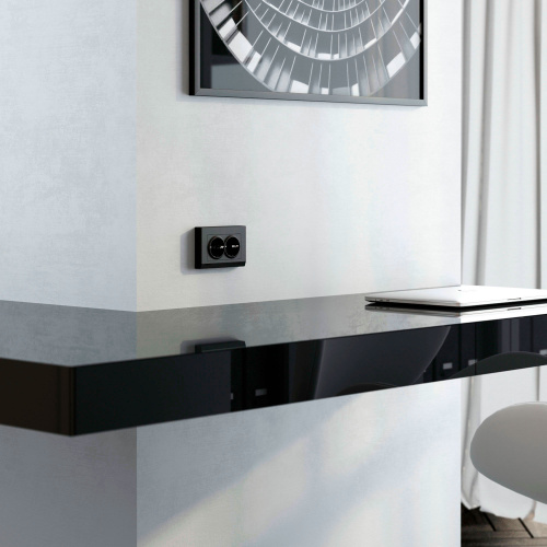 Рамка из поликарбоната для двойной розетки Stark черный W0081808 фото 3